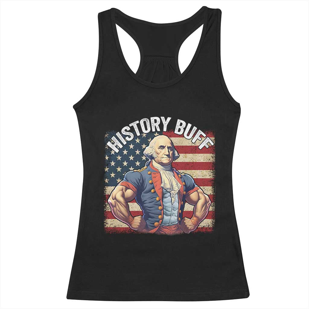 Funny George Washington Weightlifting History Buff Racerback Tank Top 4th of July Patriotic - Wonder Print Shop