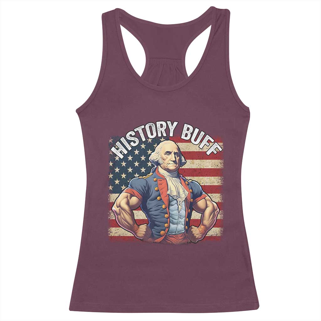 Funny George Washington Weightlifting History Buff Racerback Tank Top 4th of July Patriotic - Wonder Print Shop