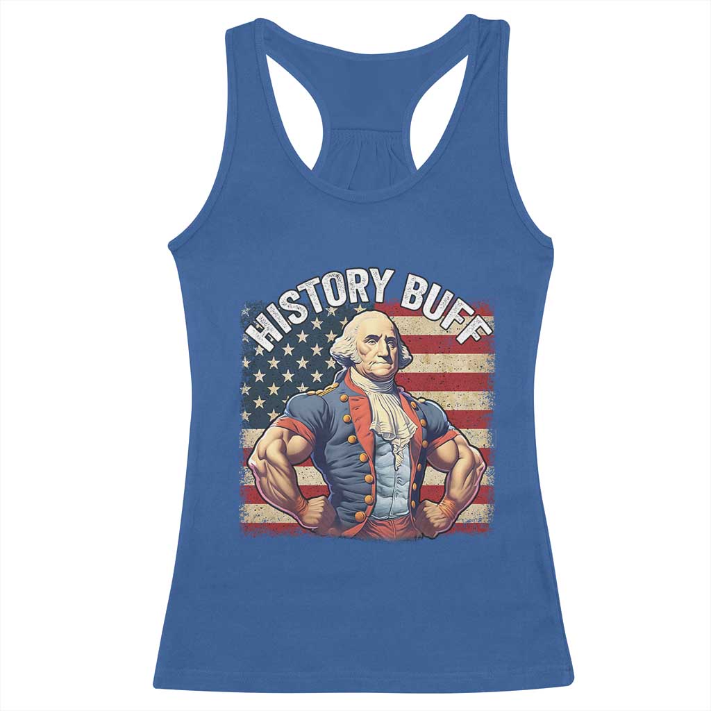 Funny George Washington Weightlifting History Buff Racerback Tank Top 4th of July Patriotic - Wonder Print Shop