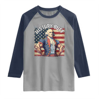 Funny George Washington Weightlifting History Buff Raglan Shirt 4th of July Patriotic - Wonder Print Shop