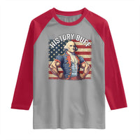 Funny George Washington Weightlifting History Buff Raglan Shirt 4th of July Patriotic - Wonder Print Shop