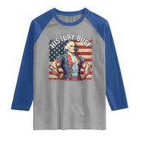 Funny George Washington Weightlifting History Buff Raglan Shirt 4th of July Patriotic - Wonder Print Shop
