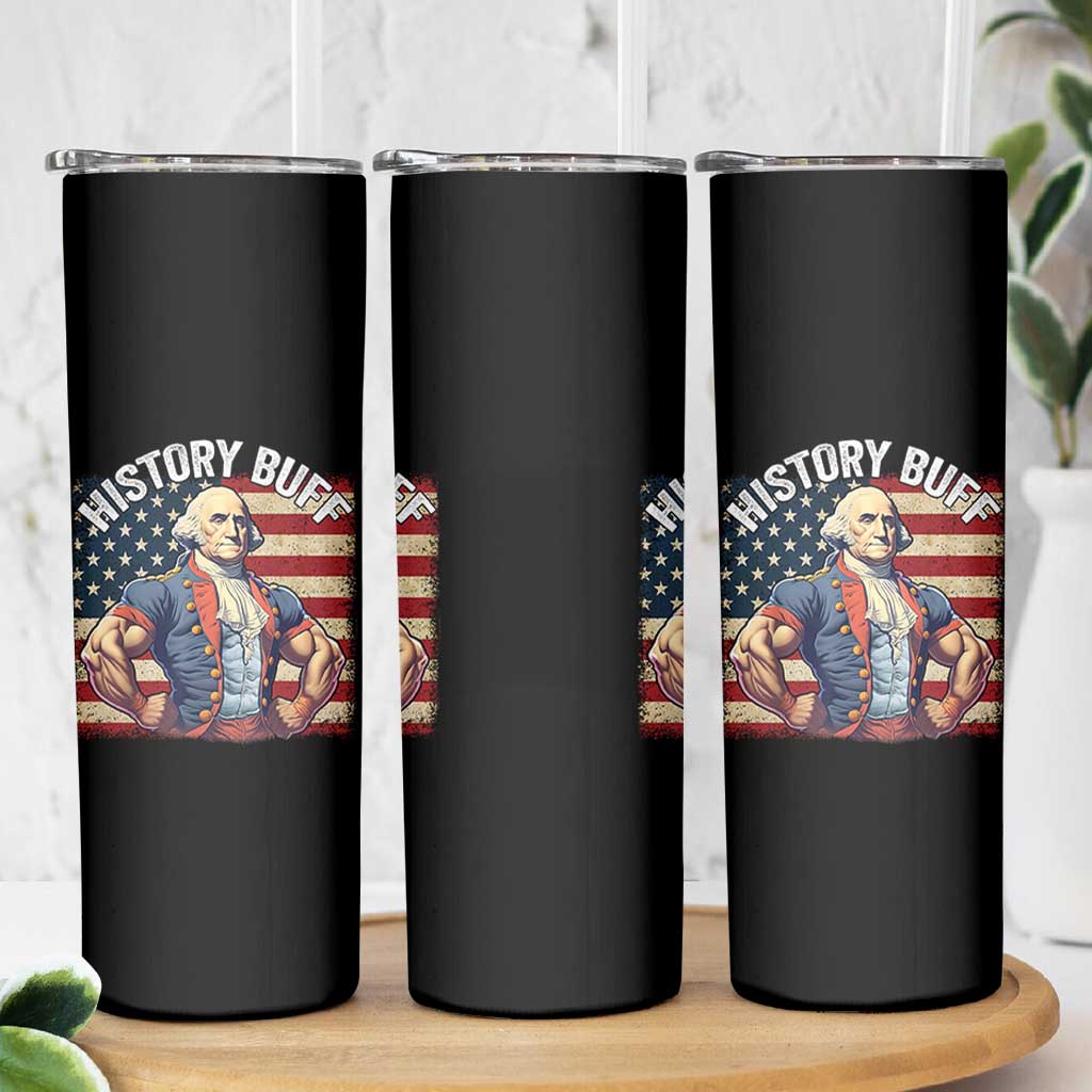 Funny George Washington Weightlifting History Buff Skinny Tumbler 4th of July Patriotic - Wonder Print Shop