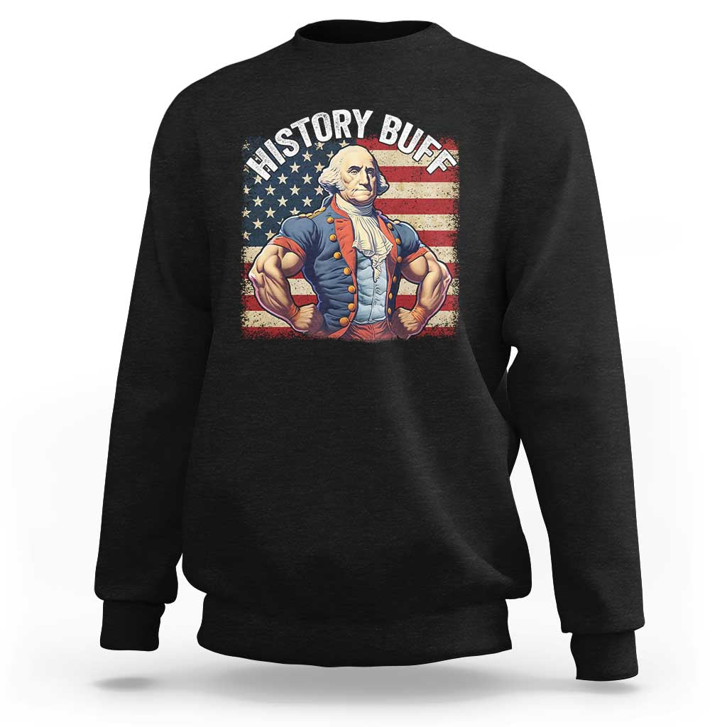Funny George Washington Weightlifting History Buff Sweatshirt 4th of July Patriotic - Wonder Print Shop