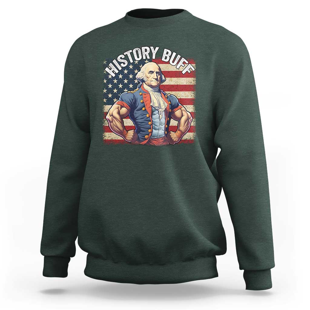 Funny George Washington Weightlifting History Buff Sweatshirt 4th of July Patriotic - Wonder Print Shop