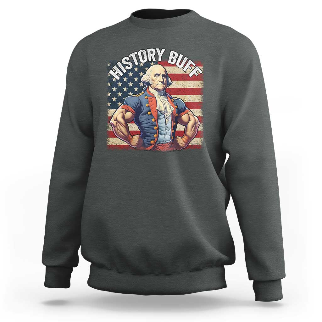 Funny George Washington Weightlifting History Buff Sweatshirt 4th of July Patriotic - Wonder Print Shop