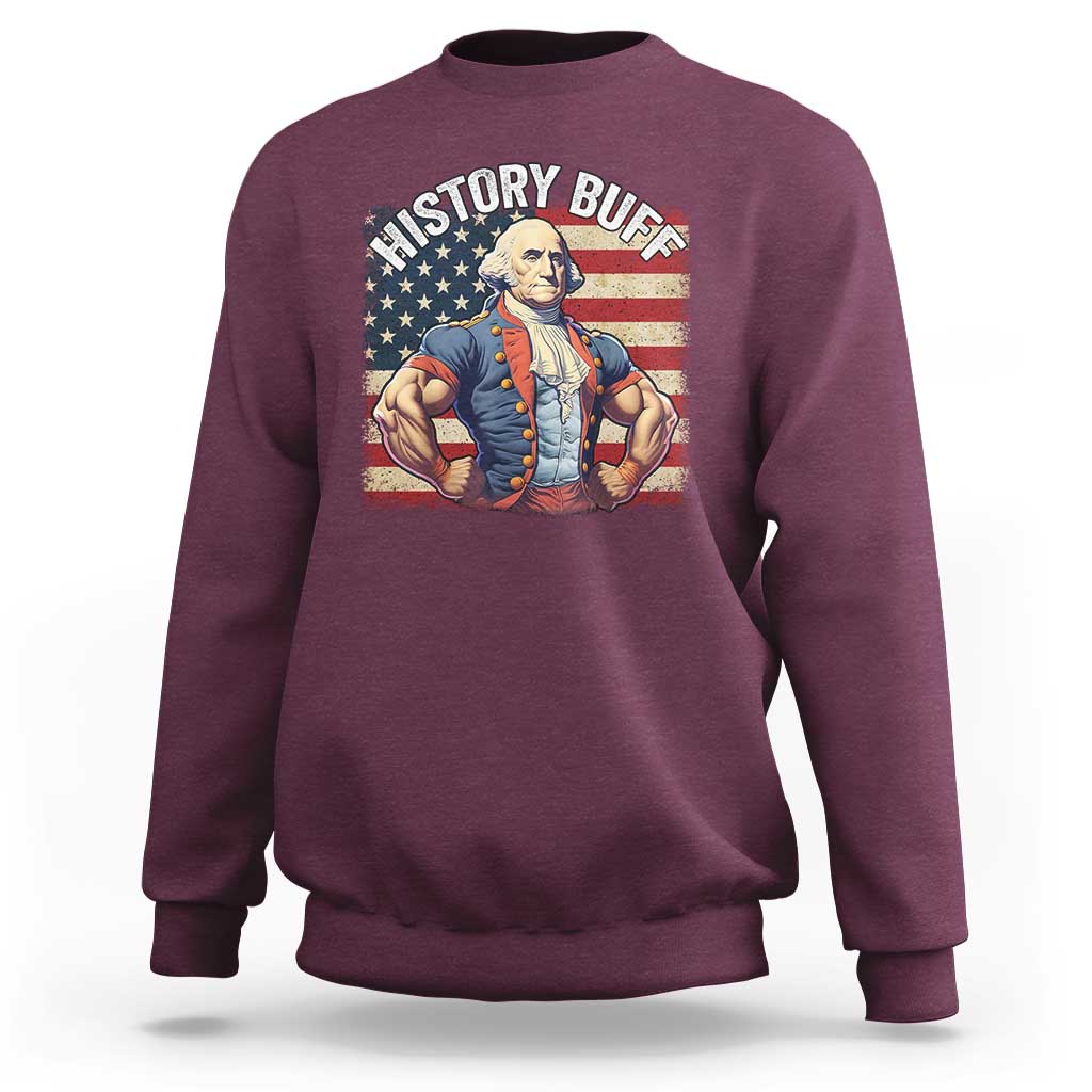 Funny George Washington Weightlifting History Buff Sweatshirt 4th of July Patriotic - Wonder Print Shop