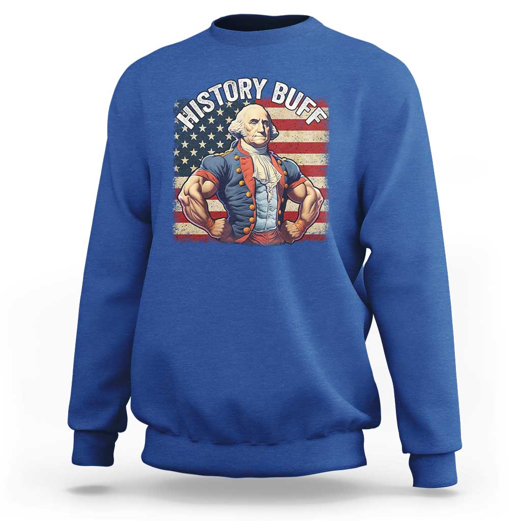 Funny George Washington Weightlifting History Buff Sweatshirt 4th of July Patriotic - Wonder Print Shop