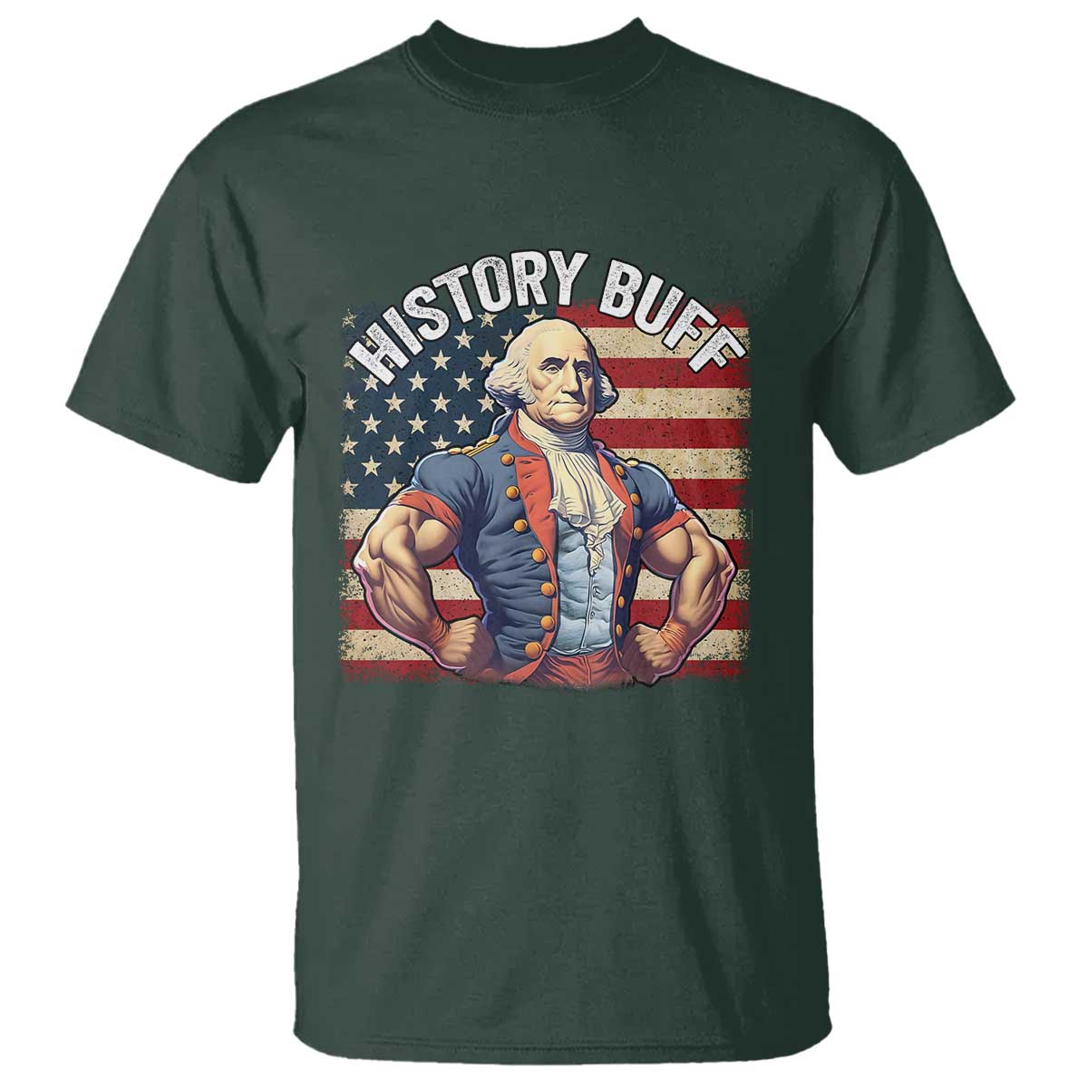 Funny George Washington Weightlifting History Buff T Shirt 4th of July Patriotic - Wonder Print Shop