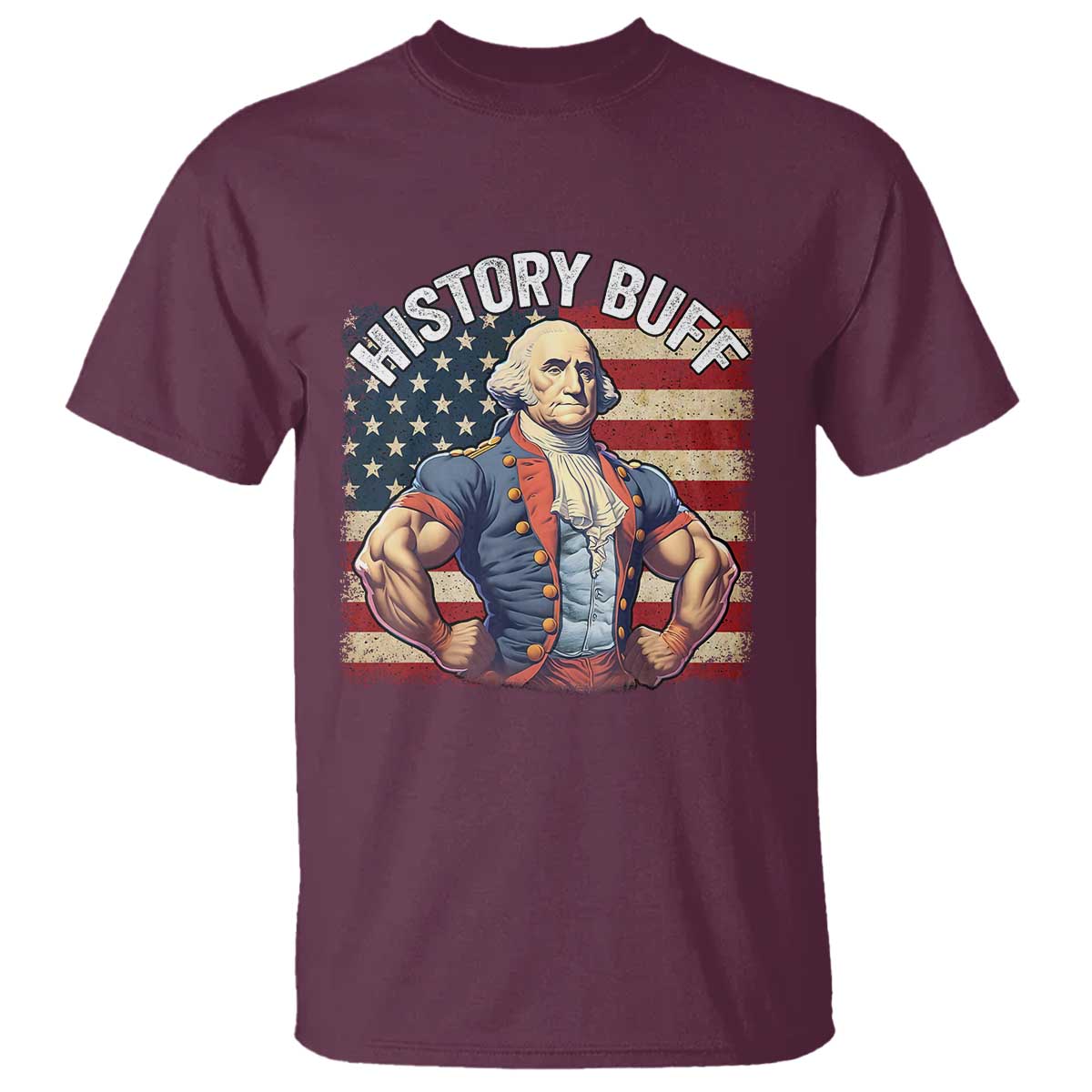 Funny George Washington Weightlifting History Buff T Shirt 4th of July Patriotic - Wonder Print Shop