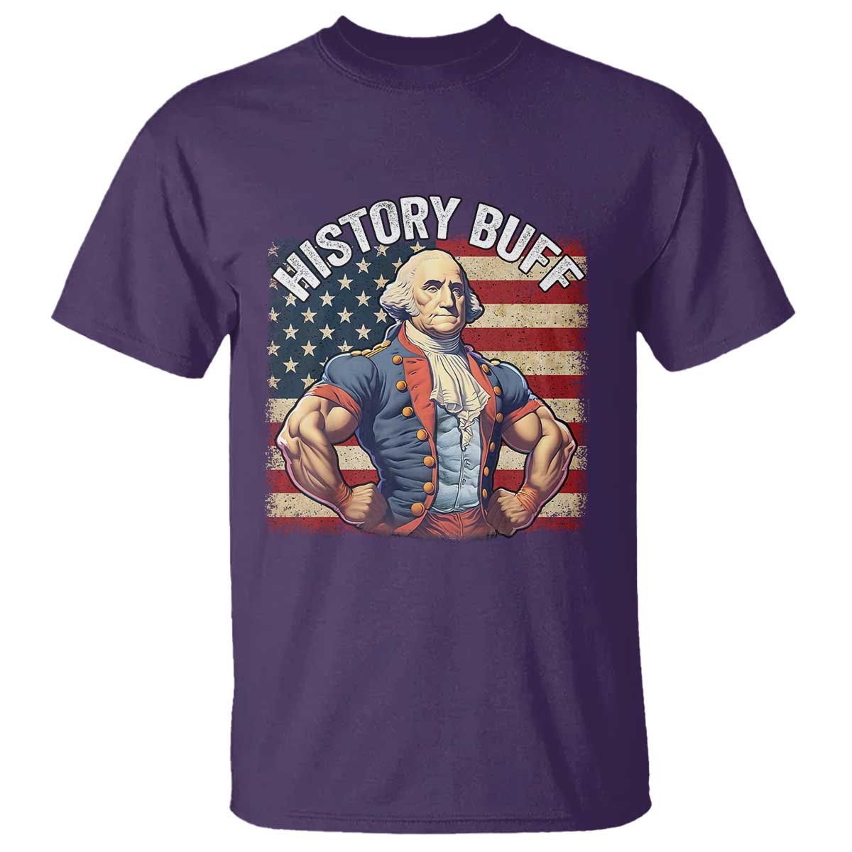 Funny George Washington Weightlifting History Buff T Shirt 4th of July Patriotic - Wonder Print Shop