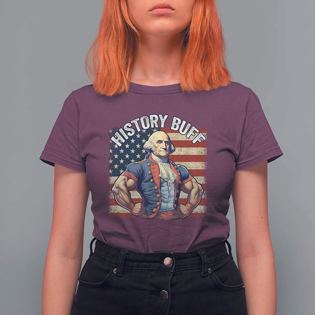 Funny George Washington Weightlifting History Buff T Shirt For Women 4th of July Patriotic - Wonder Print Shop