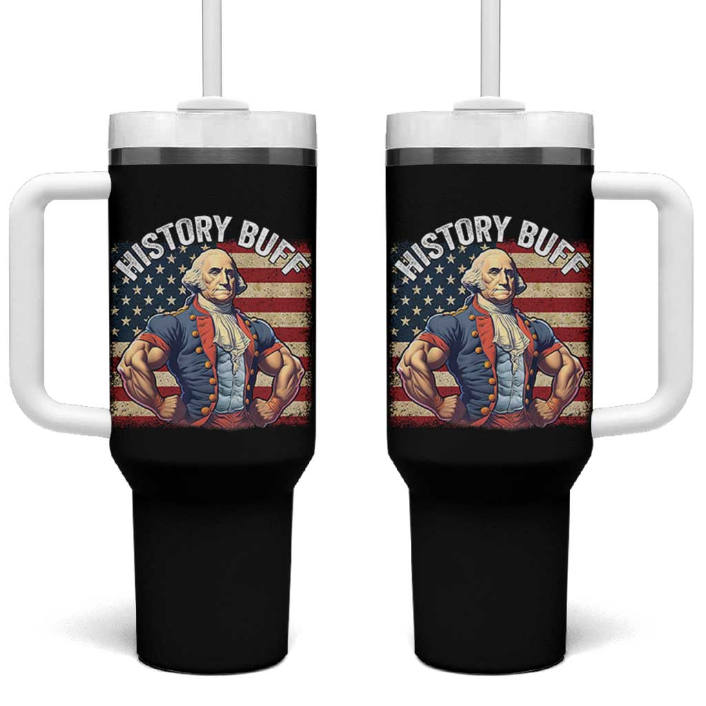 Funny George Washington Weightlifting History Buff Tumbler With Handle 4th of July Patriotic - Wonder Print Shop