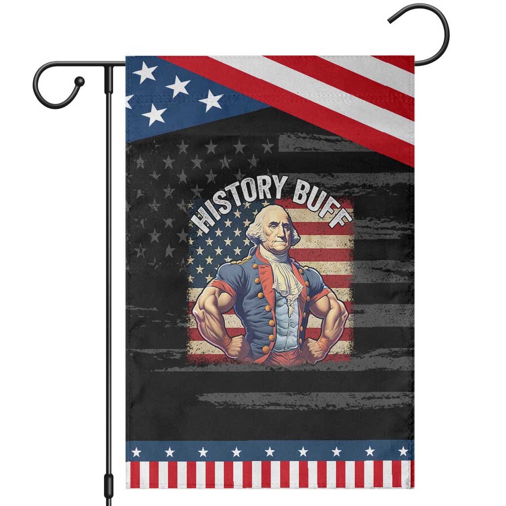 Funny George Washington Weightlifting History Buff Patriotic Garden Flag 4th of July Patriotic