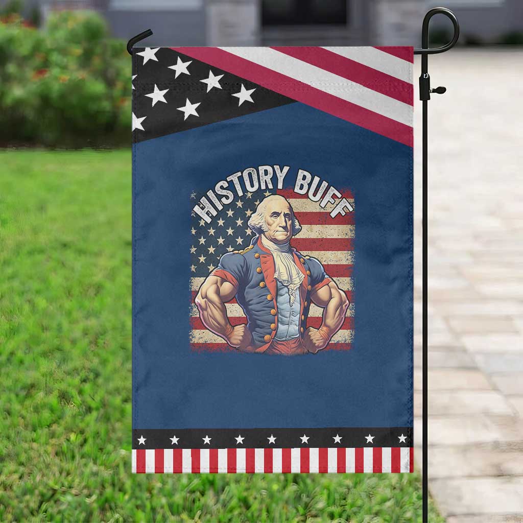 Funny George Washington Weightlifting History Buff Patriotic Garden Flag 4th of July Patriotic
