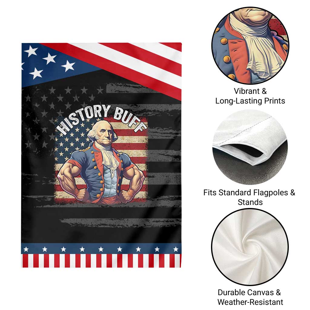 Funny George Washington Weightlifting History Buff Patriotic Garden Flag 4th of July Patriotic