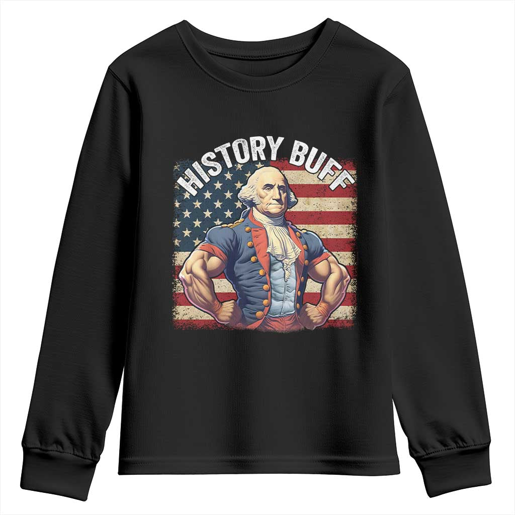 Funny George Washington Weightlifting History Buff Youth Sweatshirt 4th of July Patriotic - Wonder Print Shop