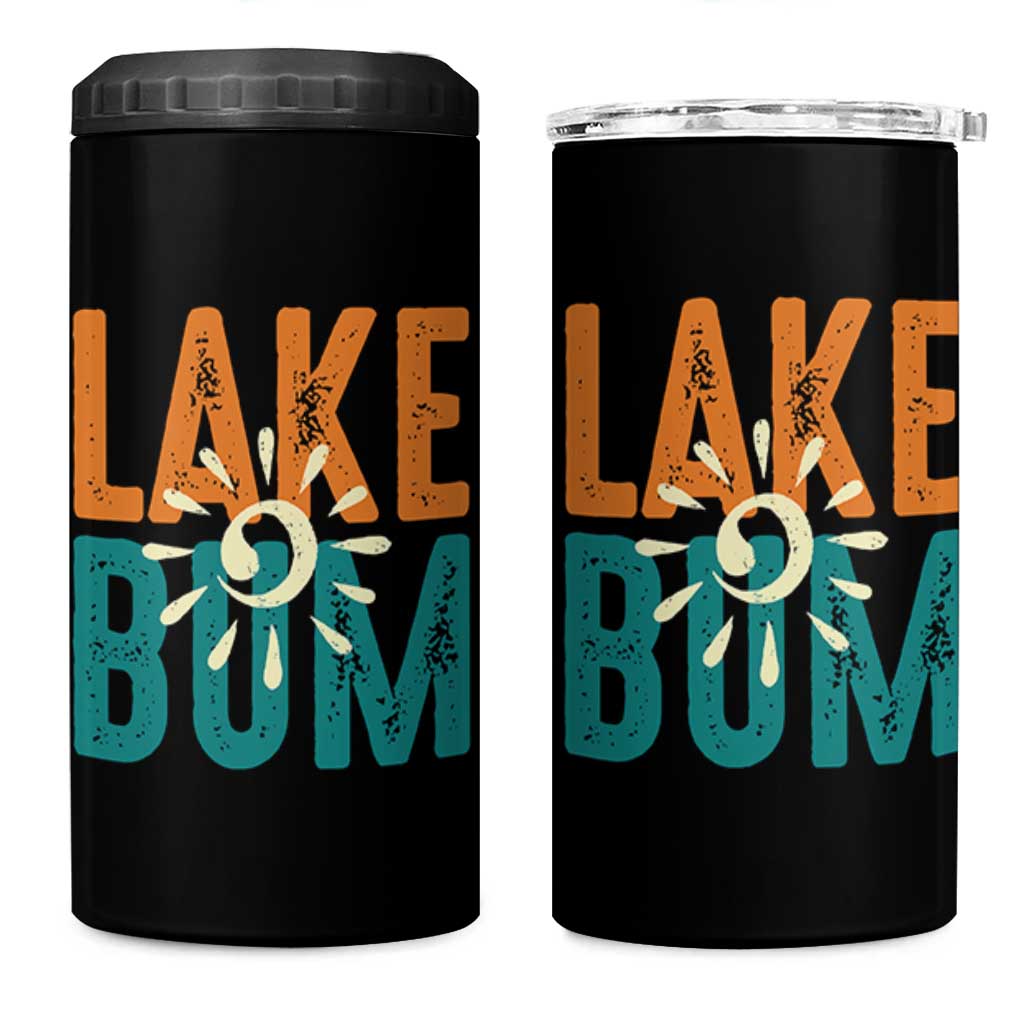 Funny Lake Bum Summer Vacation 4 in 1 Can Cooler Tumbler Lake Life Sun Light - Wonder Print Shop