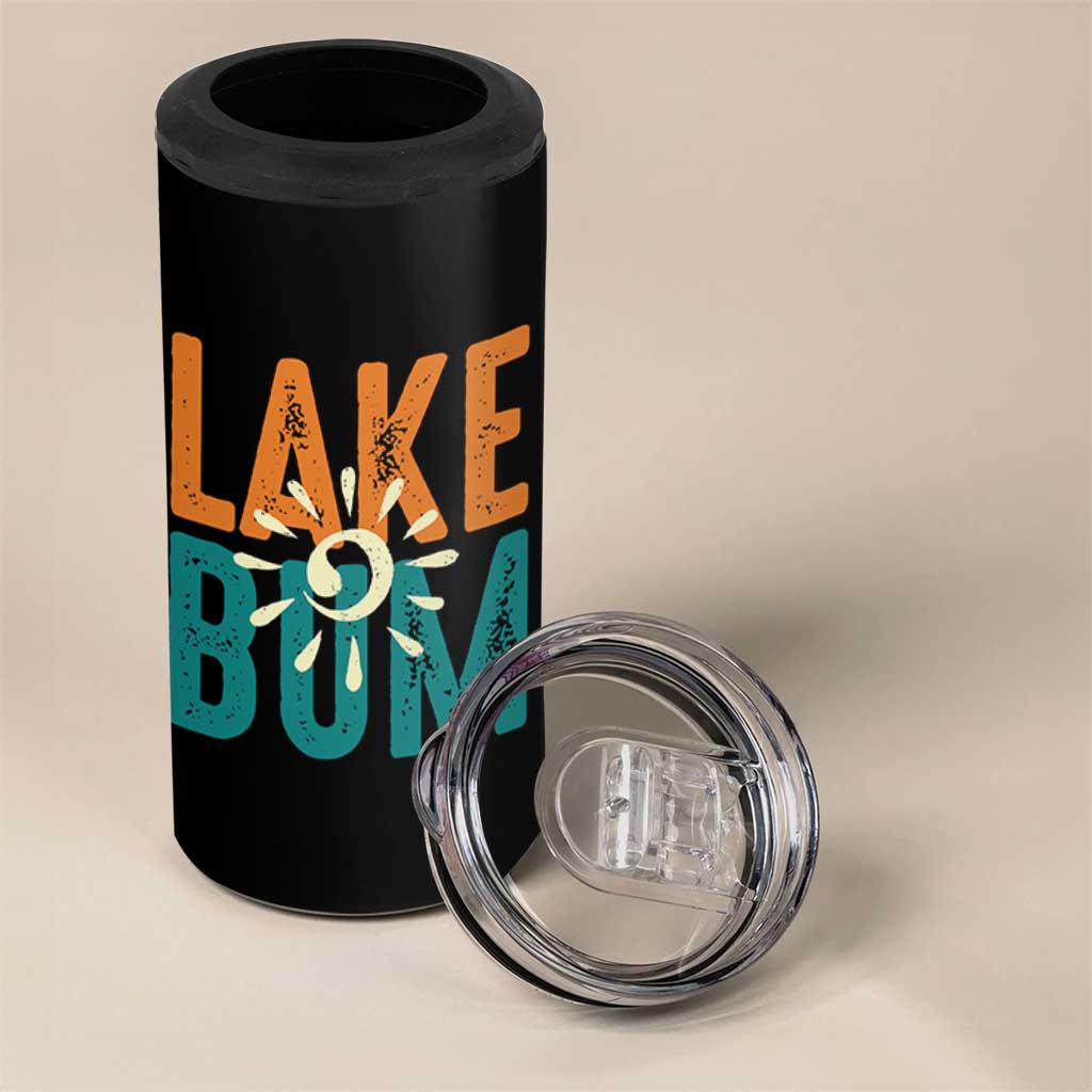 Funny Lake Bum Summer Vacation 4 in 1 Can Cooler Tumbler Lake Life Sun Light - Wonder Print Shop