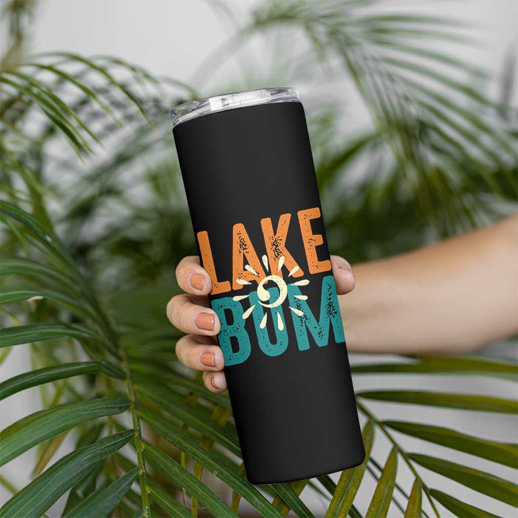 Funny Lake Bum Summer Vacation Skinny Tumbler Lake Life Sun Light - Wonder Print Shop