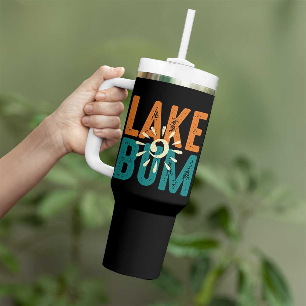 Funny Lake Bum Summer Vacation Tumbler With Handle Lake Life Sun Light - Wonder Print Shop