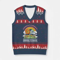 Chinga La Migra Chinga Tu Maga V-Neck Knit Sweater Vest Immigration Rights - Wonder Print Shop