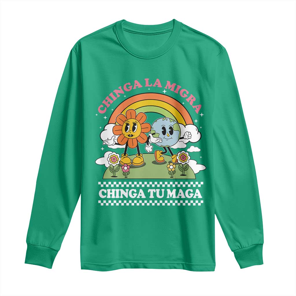 Chinga La Migra Chinga Tu Maga Long Sleeve Shirt Immigration Rights - Wonder Print Shop