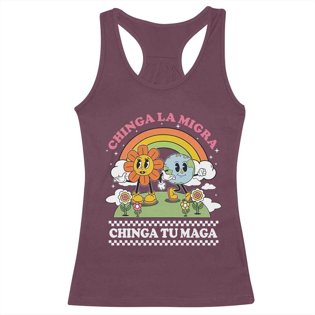 Chinga La Migra Chinga Tu Maga Racerback Tank Top Immigration Rights - Wonder Print Shop