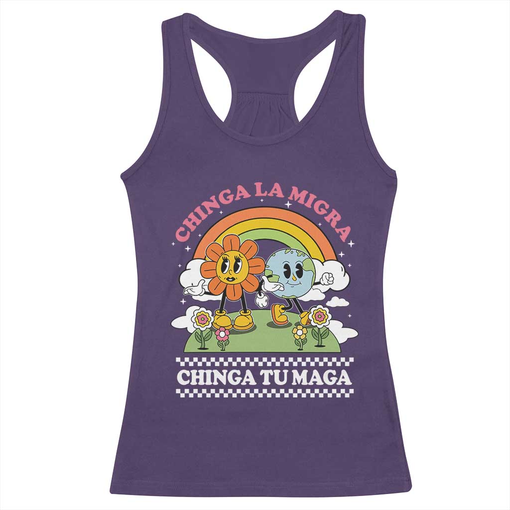 Chinga La Migra Chinga Tu Maga Racerback Tank Top Immigration Rights - Wonder Print Shop