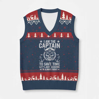 Funny Boat Captain V-Neck Knit Sweater Vest I Am The Captain To Save Time Lets Just Assume I Am Always Right - Wonder Print Shop