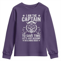 Funny Boat Captain Youth Sweatshirt I Am The Captain To Save Time Lets Just Assume I Am Always Right - Wonder Print Shop