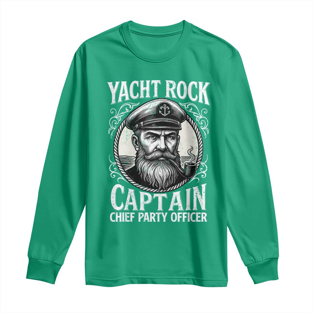 Funny Yacht Rock Captain Long Sleeve Shirt Chief Party Officer Pontoon Boat Sailor - Wonder Print Shop