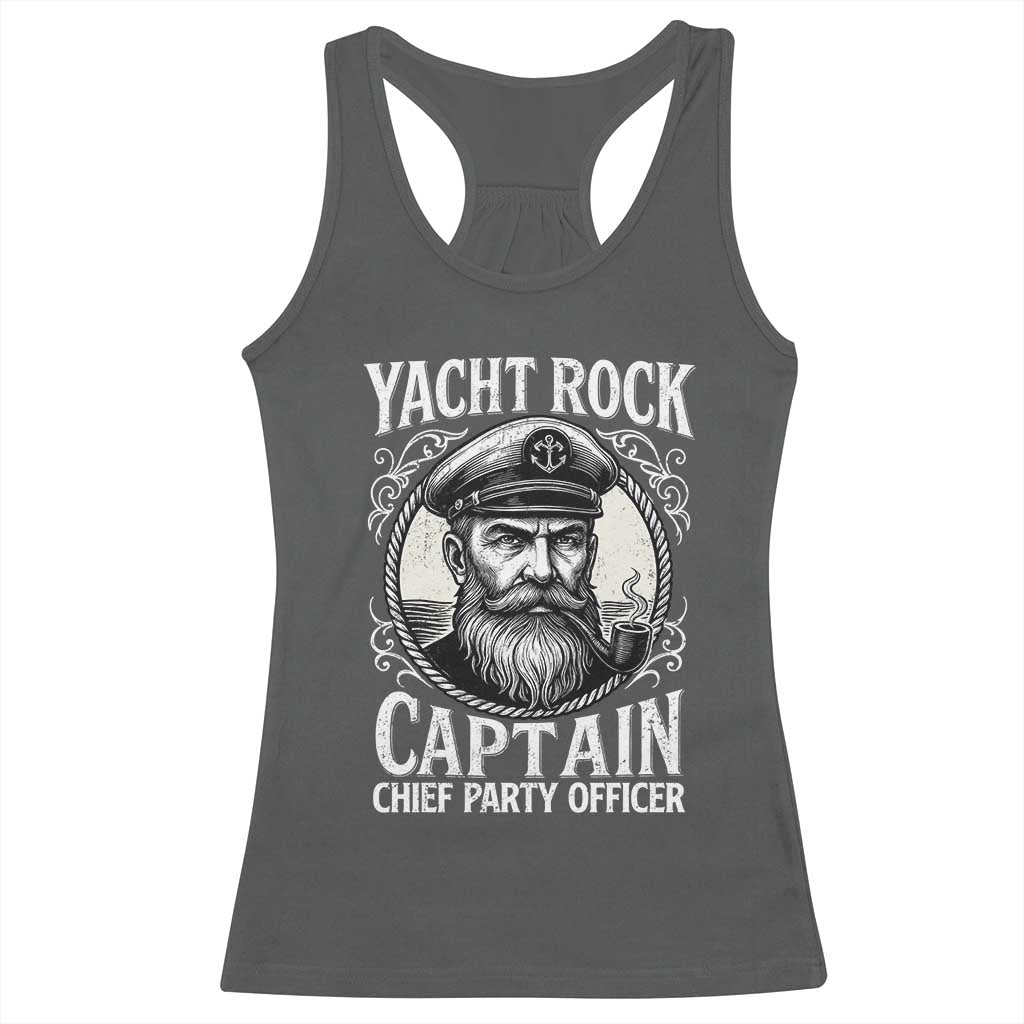 Funny Yacht Rock Captain Racerback Tank Top Chief Party Officer Pontoon Boat Sailor - Wonder Print Shop