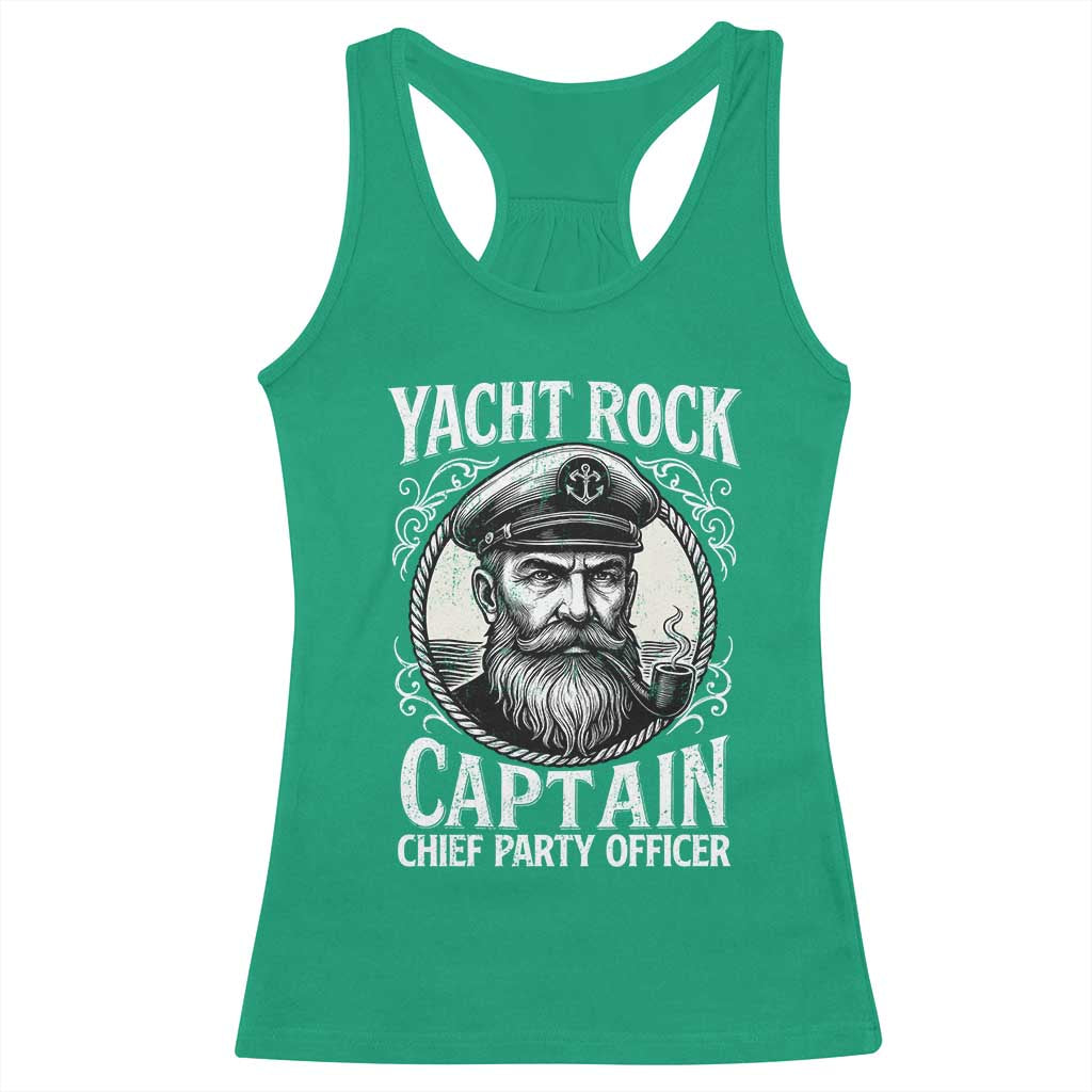 Funny Yacht Rock Captain Racerback Tank Top Chief Party Officer Pontoon Boat Sailor - Wonder Print Shop