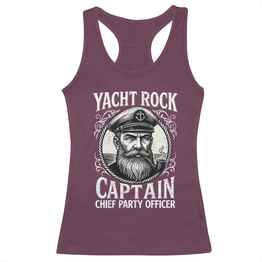 Funny Yacht Rock Captain Racerback Tank Top Chief Party Officer Pontoon Boat Sailor - Wonder Print Shop