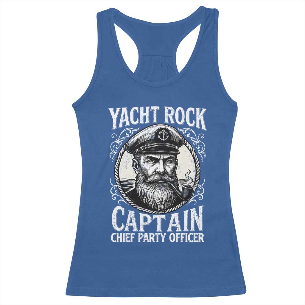 Funny Yacht Rock Captain Racerback Tank Top Chief Party Officer Pontoon Boat Sailor - Wonder Print Shop