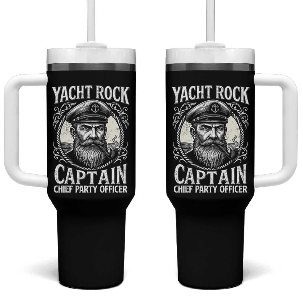 Funny Yacht Rock Captain Tumbler With Handle Chief Party Officer Pontoon Boat Sailor - Wonder Print Shop