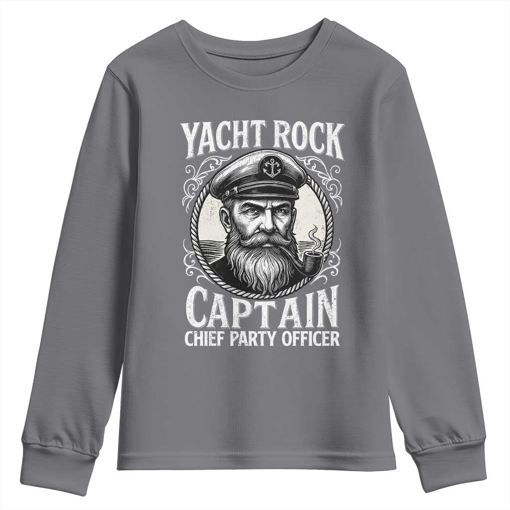 Funny Yacht Rock Captain Youth Sweatshirt Chief Party Officer Pontoon Boat Sailor - Wonder Print Shop