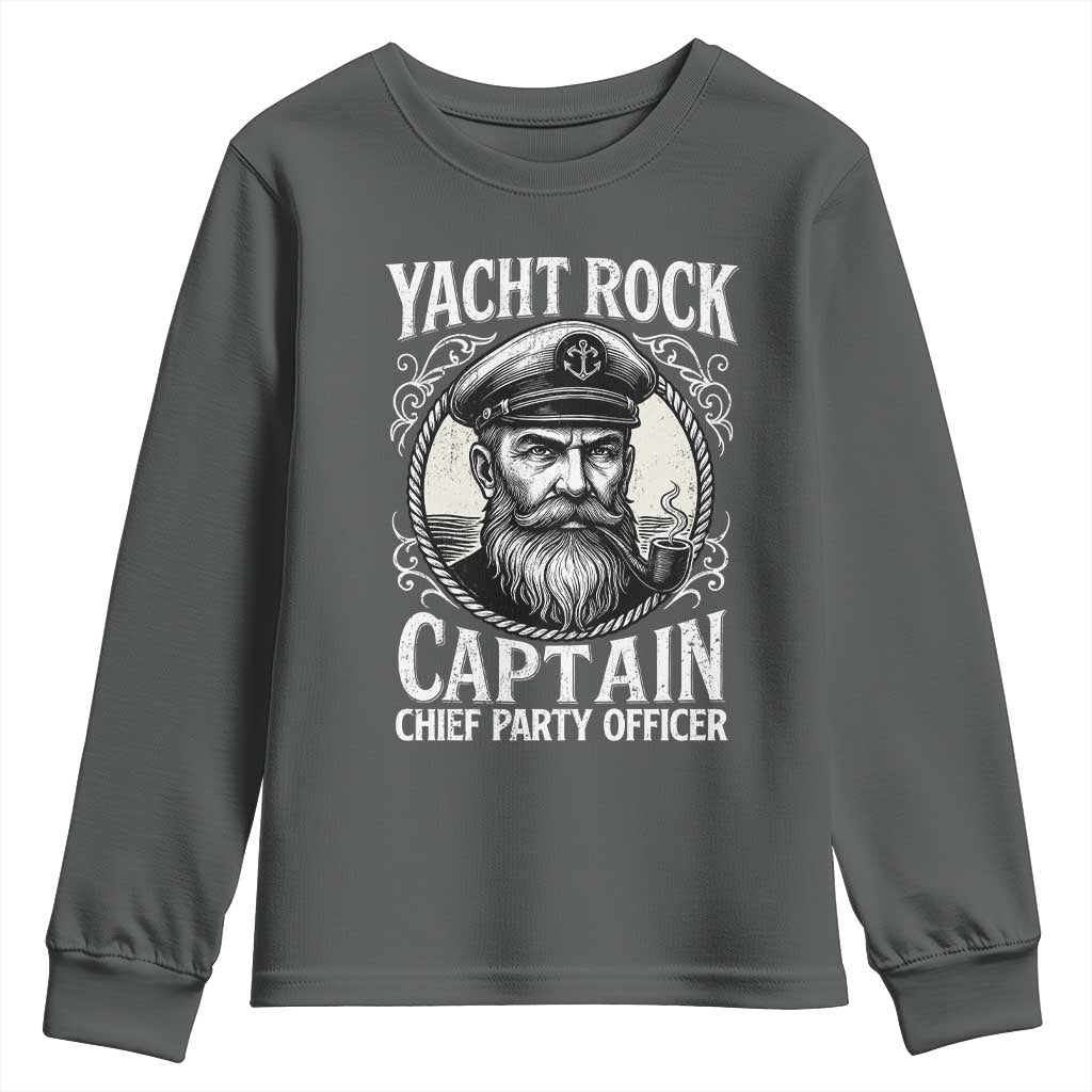 Funny Yacht Rock Captain Youth Sweatshirt Chief Party Officer Pontoon Boat Sailor - Wonder Print Shop
