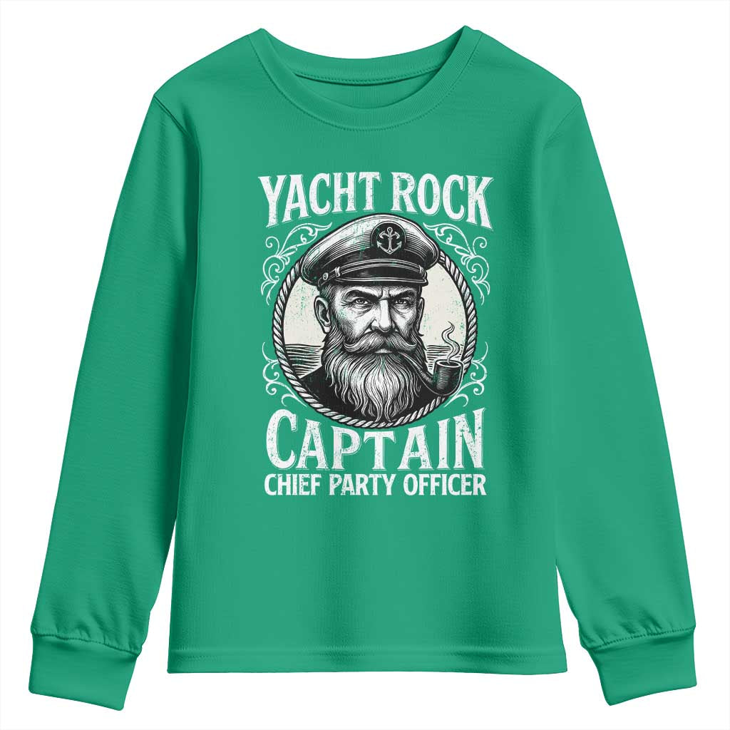 Funny Yacht Rock Captain Youth Sweatshirt Chief Party Officer Pontoon Boat Sailor - Wonder Print Shop