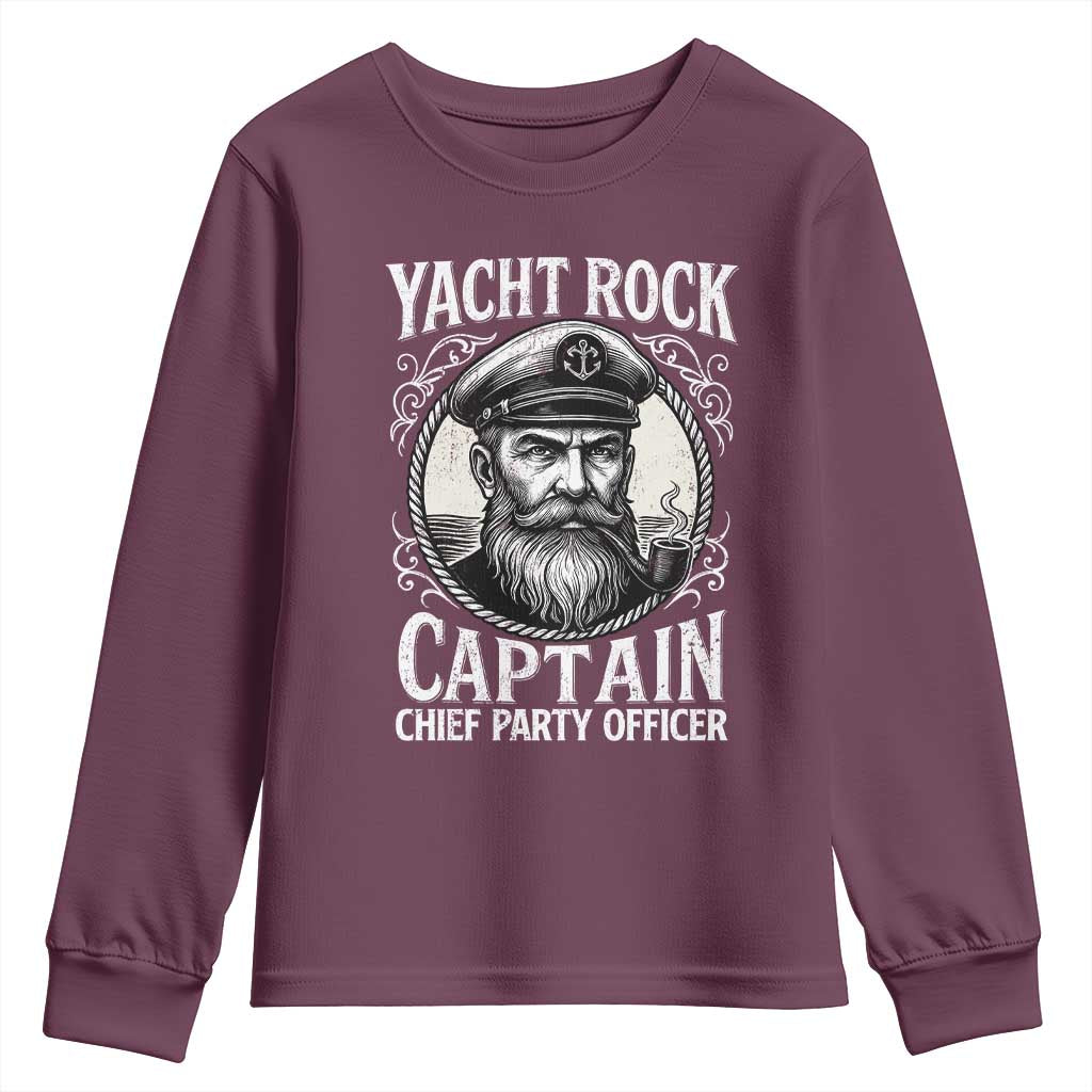Funny Yacht Rock Captain Youth Sweatshirt Chief Party Officer Pontoon Boat Sailor - Wonder Print Shop