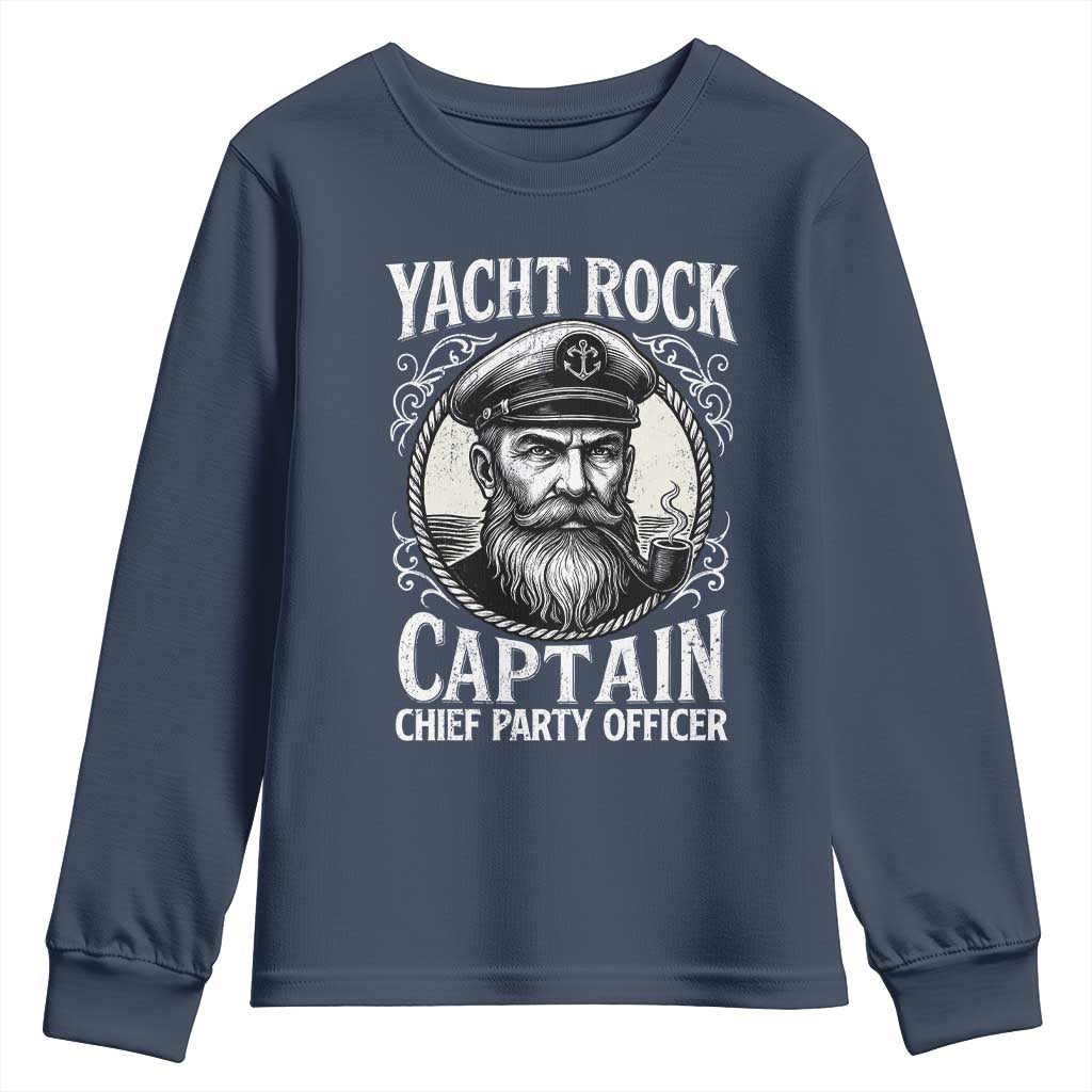 Funny Yacht Rock Captain Youth Sweatshirt Chief Party Officer Pontoon Boat Sailor - Wonder Print Shop