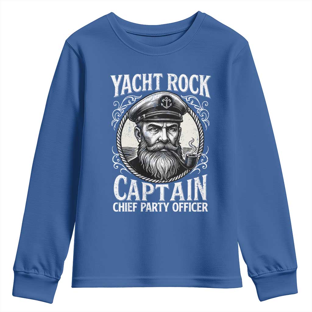 Funny Yacht Rock Captain Youth Sweatshirt Chief Party Officer Pontoon Boat Sailor - Wonder Print Shop