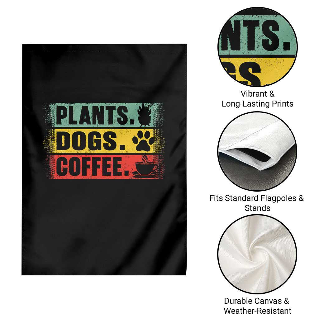 Plants Dogs Coffee Garden Flag Retro Gardening And Dog Lover - Wonder Print Shop