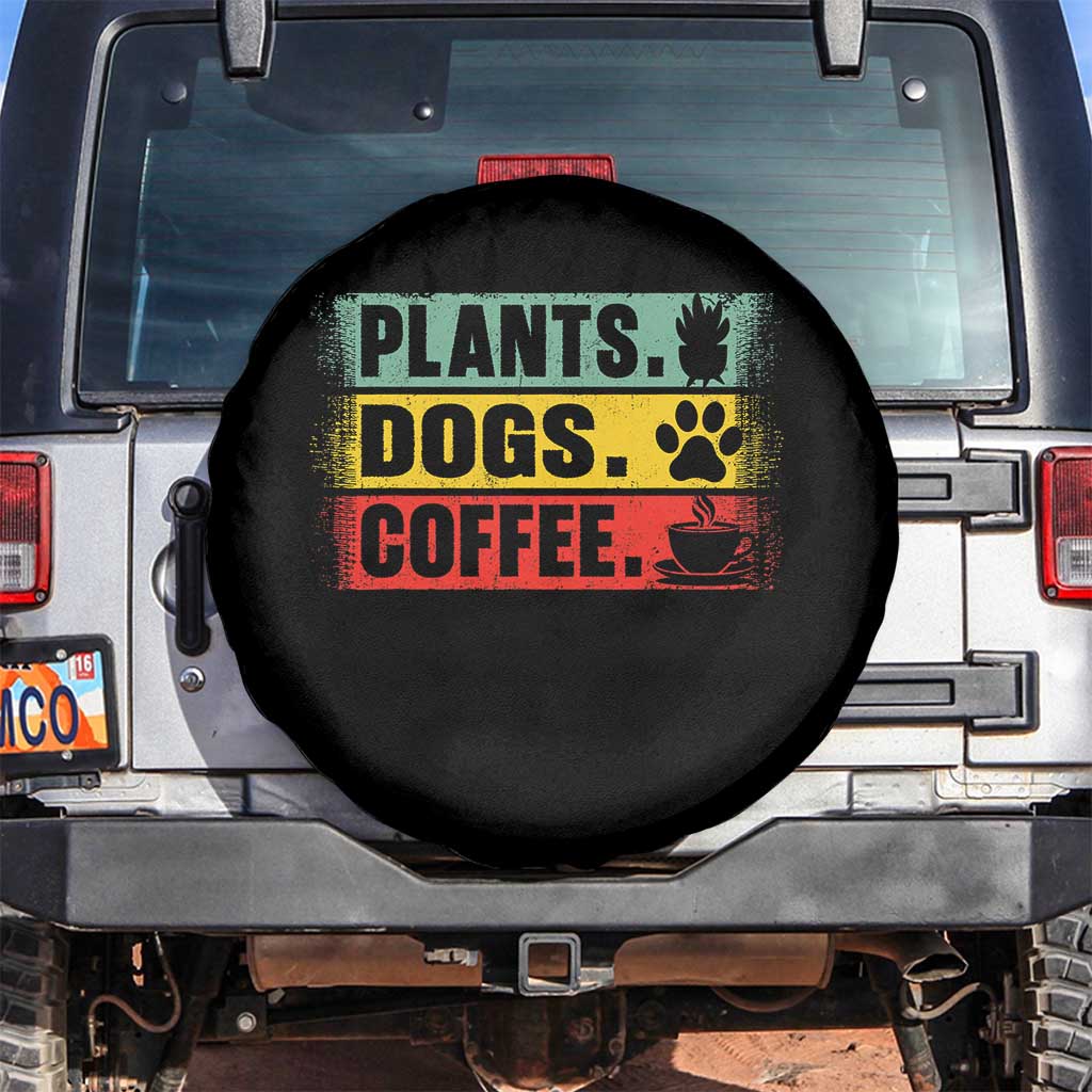 Plants Dogs Coffee Spare Tire Cover Retro Gardening And Dog Lover - Wonder Print Shop