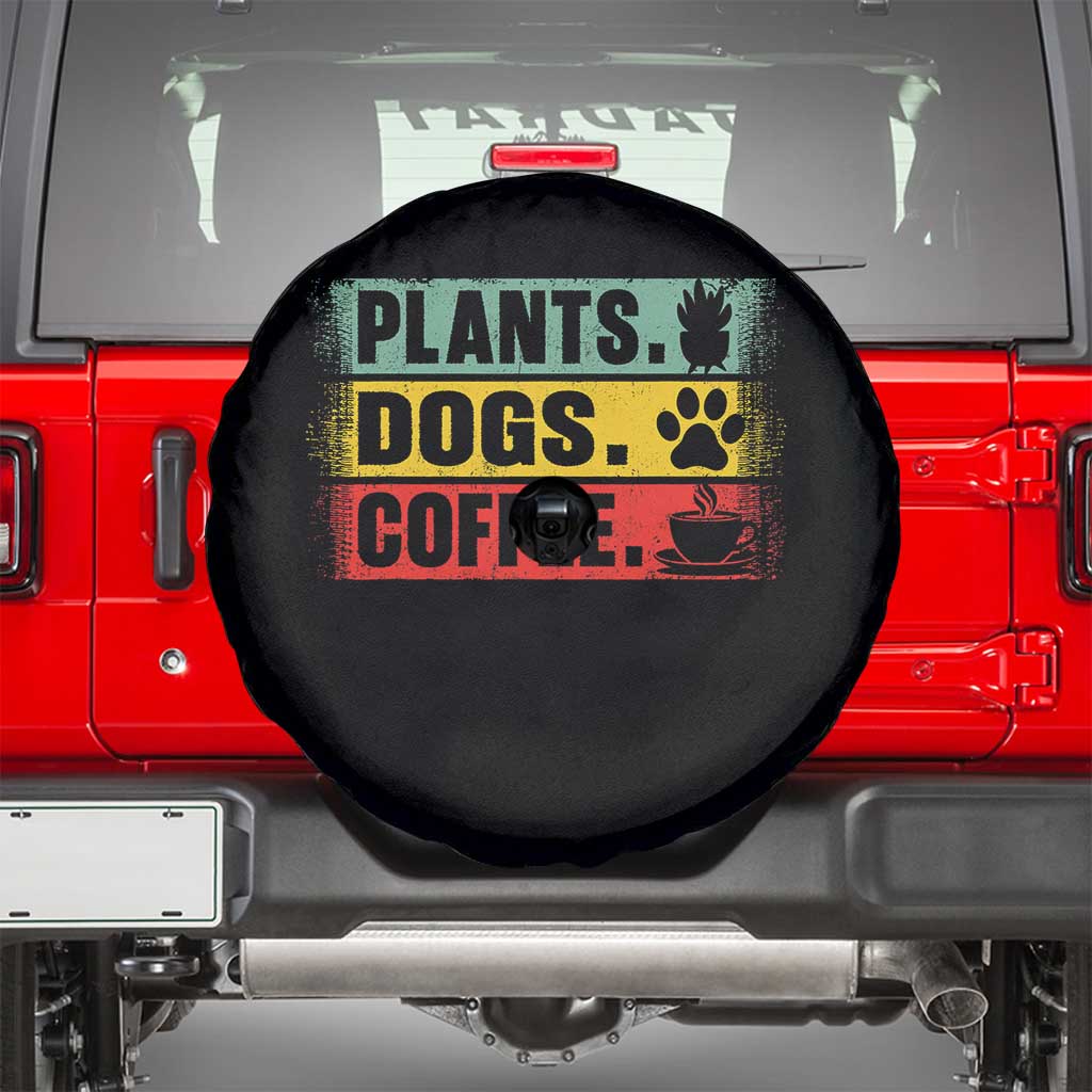 Plants Dogs Coffee Spare Tire Cover Retro Gardening And Dog Lover - Wonder Print Shop
