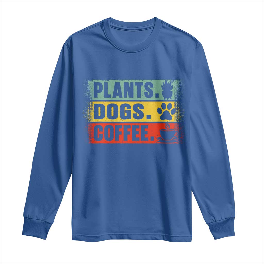 Plants Dogs Coffee Long Sleeve Shirt Retro Gardening And Dog Lover - Wonder Print Shop