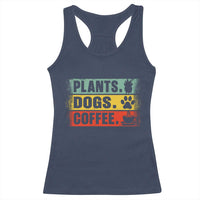 Plants Dogs Coffee Racerback Tank Top Retro Gardening And Dog Lover - Wonder Print Shop