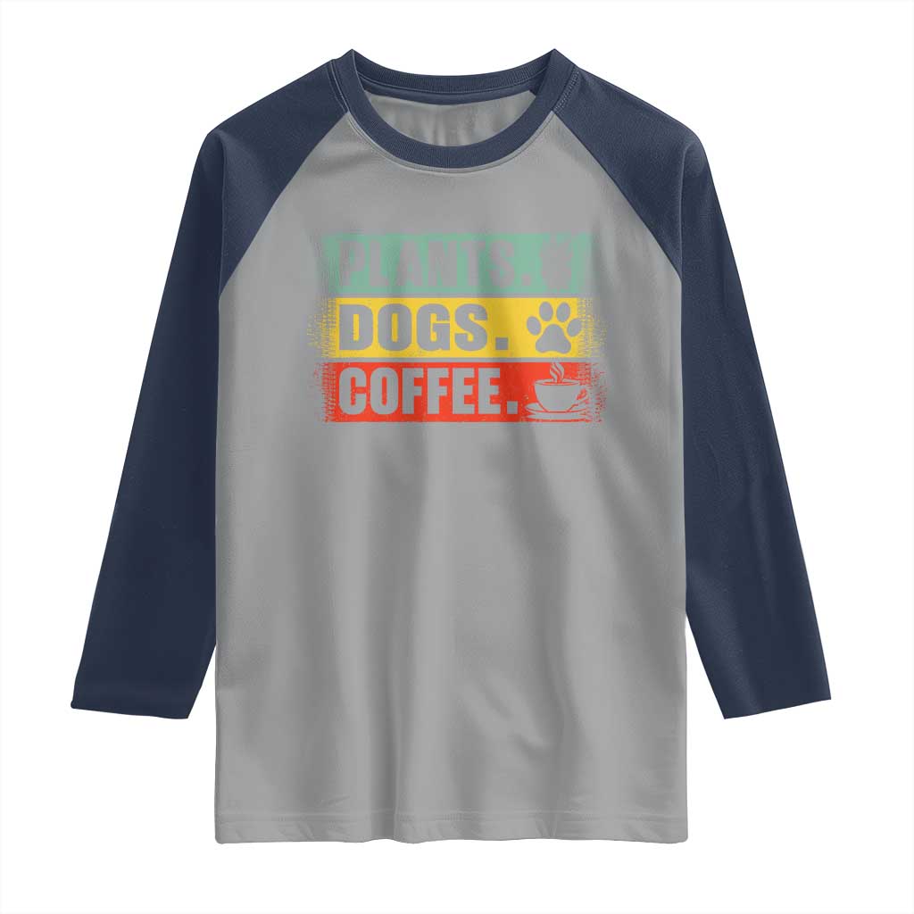 Plants Dogs Coffee Raglan Shirt Retro Gardening And Dog Lover - Wonder Print Shop