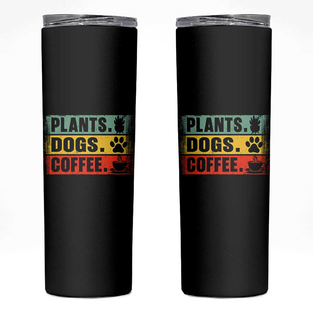 Plants Dogs Coffee Skinny Tumbler Retro Gardening And Dog Lover - Wonder Print Shop